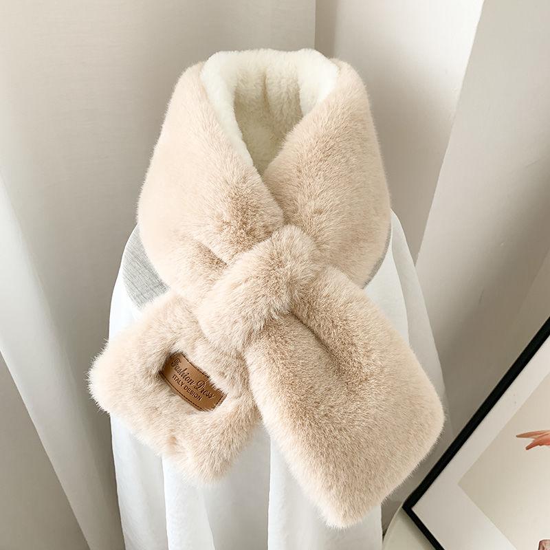 Plush Small Scarf Female Autumn and Winter Japanese Retro Wild Double-sided Plush Neck Collar