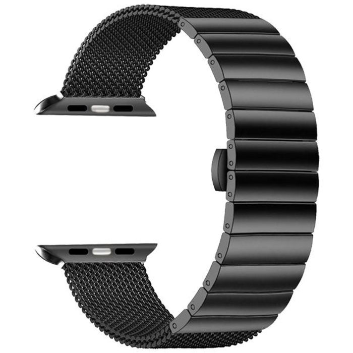 Bracelet montre - MY-MONTRE - Compatible Apple - Acier inoxydable L304 - Noir - 42/44/45/49 mm
