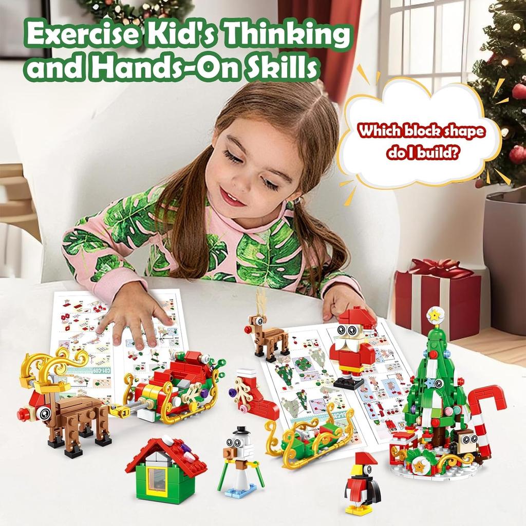 2024 Christmas Advent Calendar with Building Pretend Play Christmas Gift for Boys and Christmas Ages 6 and Up Blocks, Kids' Toy, 24-Day Countdown,