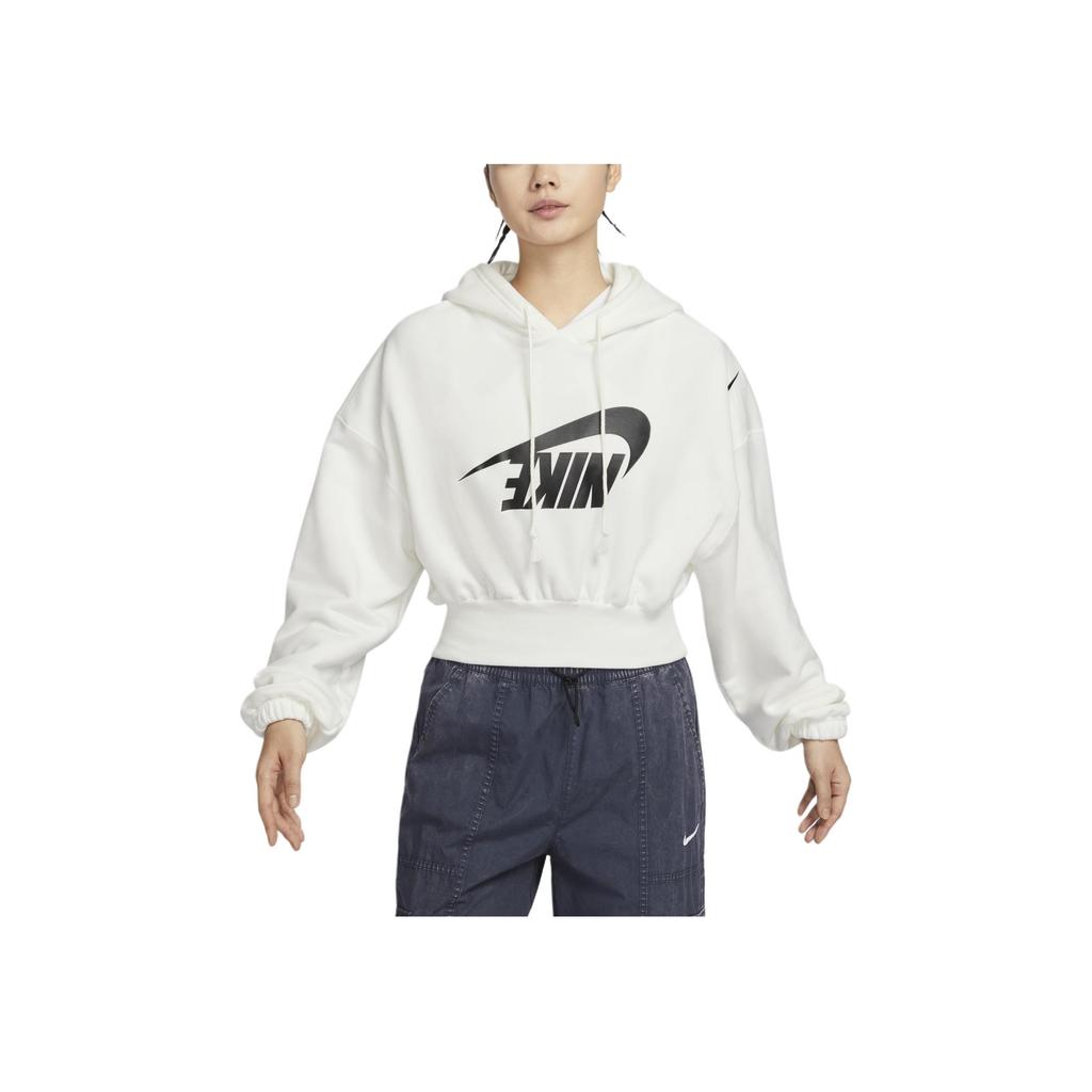 Nike Sportswear Logo Pattern Casual Comfortable Hoodie Women Hoodies Sail Black FV7778-133