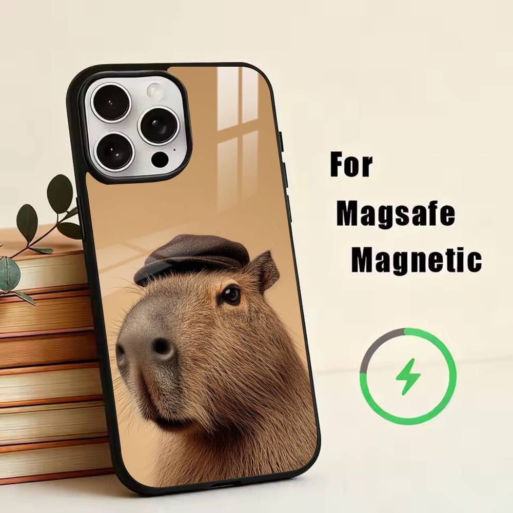 Süßes Capybara Handyhülle Für iPhone17,16,15,14,13,12,11 Plus,Pro Magnetisch mit Magsafe Kabellosem Laden