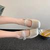 Korean Version of Fashion Square Toe, Gentle Temperament, Shallow Single Shoes Women's 2025 New One-line Belt Mary Jane Versatile Beanie Shoes