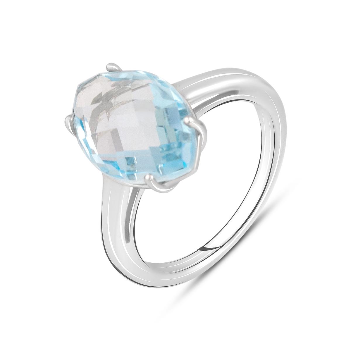 

Срібна каблучка з натуральним топазом 5.87ct (2129660) 17.5 небо синє світло кольору