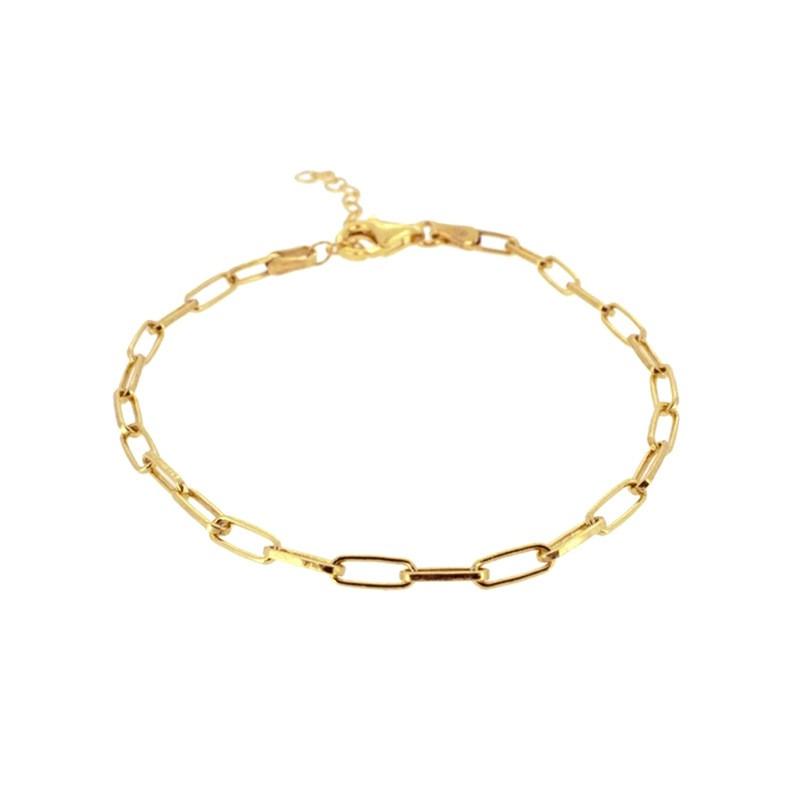 Minimalist Paperclip Chain Bracelet Women Sterling Gold White Plated Geometric Design Lightweight Fashion