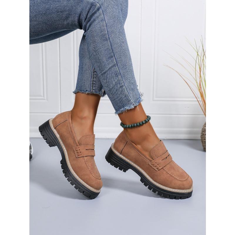 Low-top Single Shoe Women's 2025 Autumn New Muffin Thick-heeled British Loafers