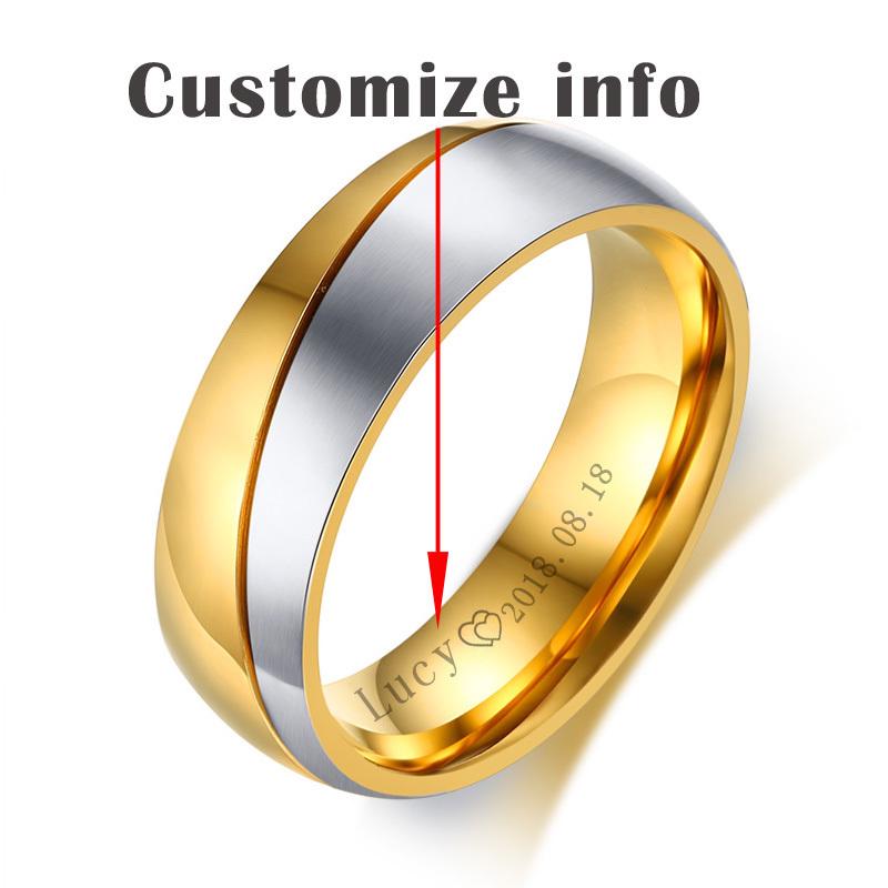 Vnox Rings For Women Man Wedding Ring Gold Color 316L Stainless Steel Promise Couple Jewelry