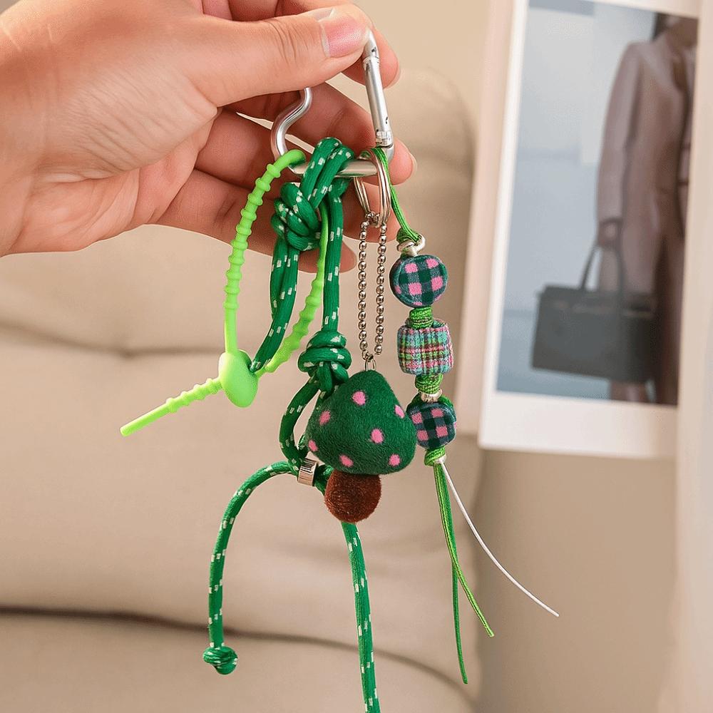 Woven Bracelet Hanging Rope Macaroon Braided Keychain Mushroom Key Lanyard  Phone Accessories