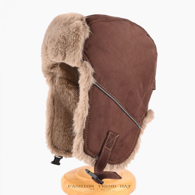 Winter Warm Fleece Lined Beanie Hat Men Women Outdoor Cycling Ear Protection Cap Solid Color Pilot Style
