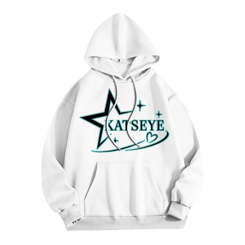 Unisex Lightweight Long-Sleeve Printed Hooded Pullover Sweatshirt