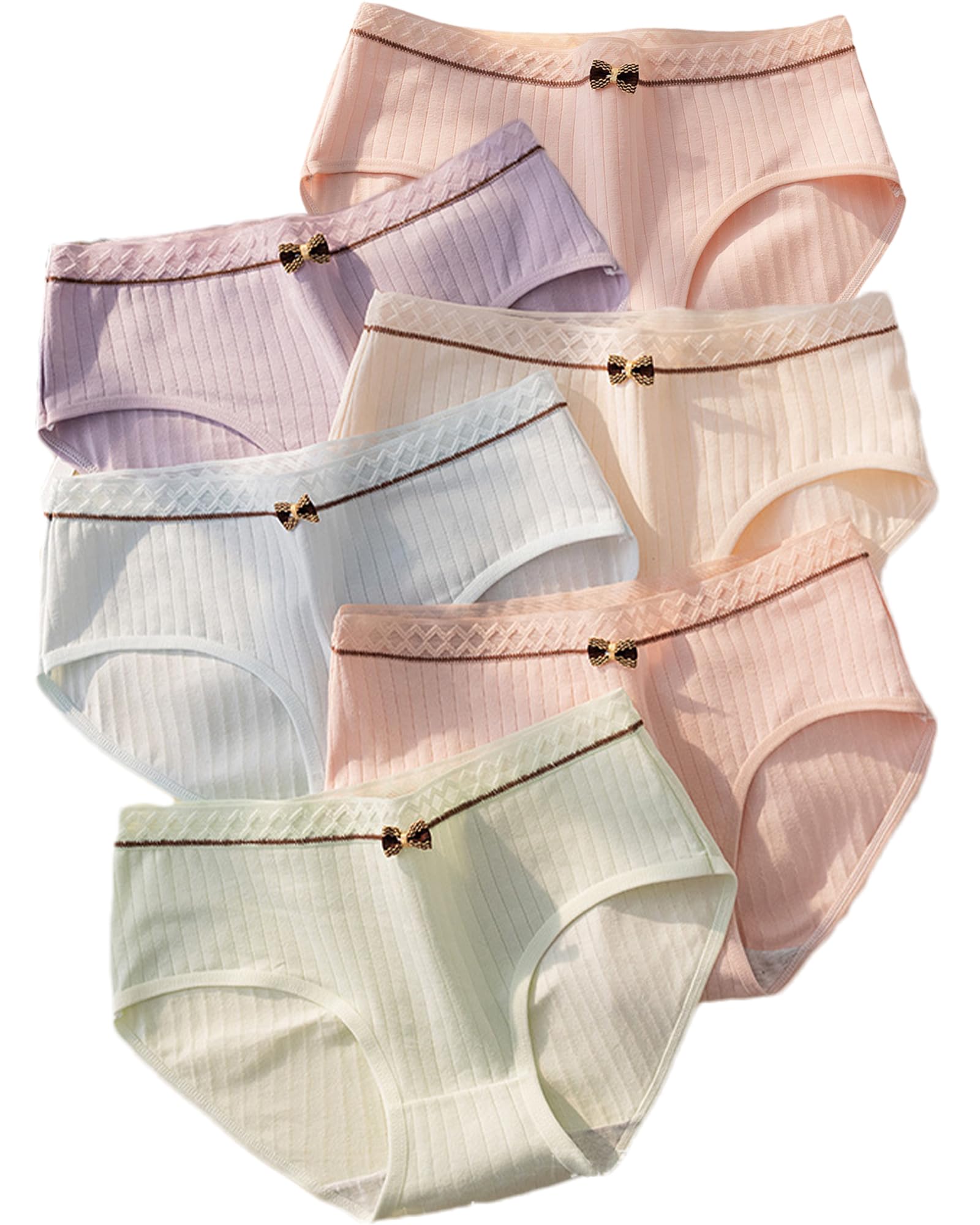 

FEIRDIYA Хлопковые Мягкие на ощупь и Высокоэластичные Женские Трусики, 100% Нижнее Белье, Набор из 6 штук, Касание, Дышащие,