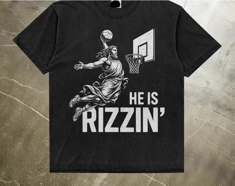 Jesus Basketball Unisex Shirt, He Is Rizzin Funny Christian Tee S