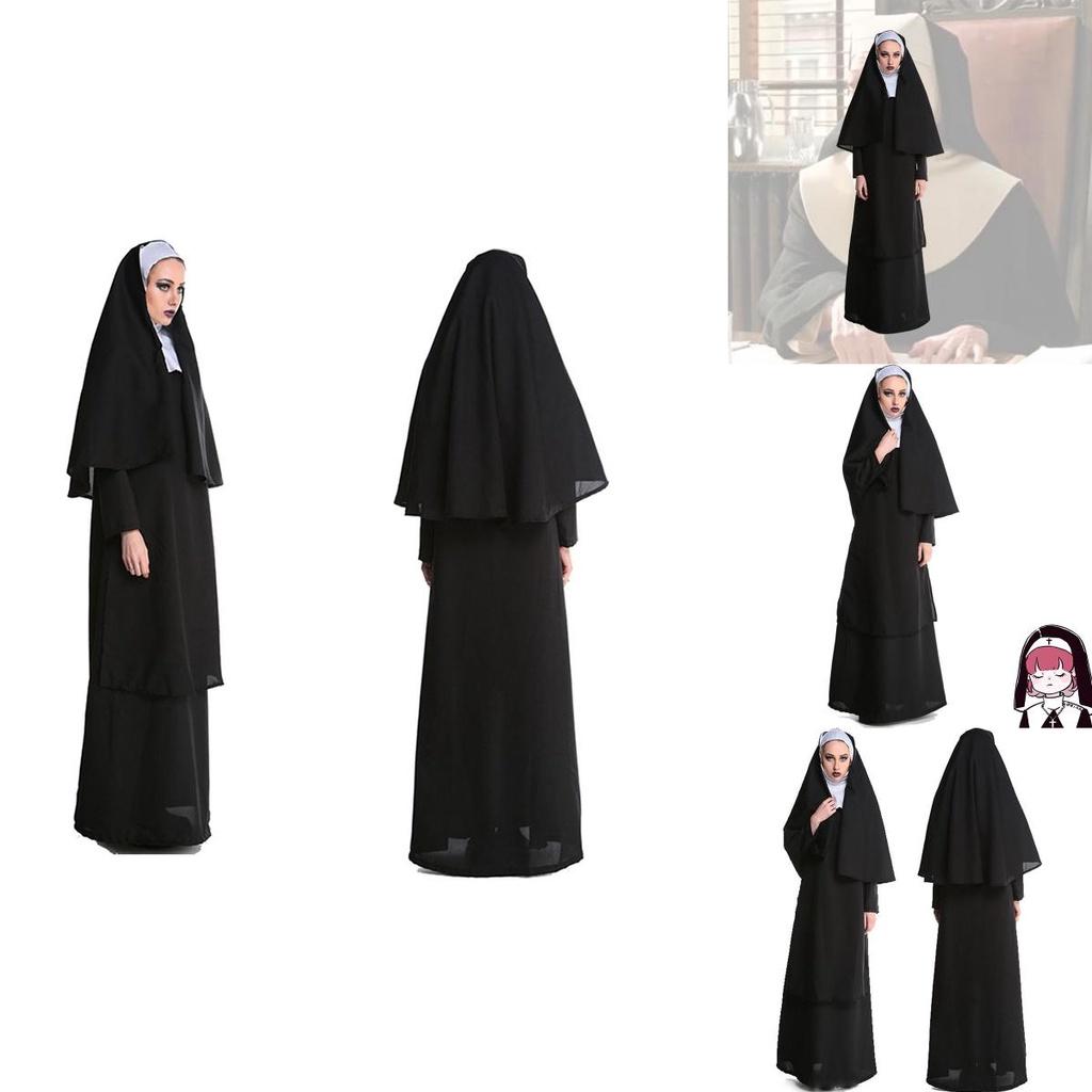 Adult Halloween Costume Cosplay Nun Outfit For Stage Performances L Xl)