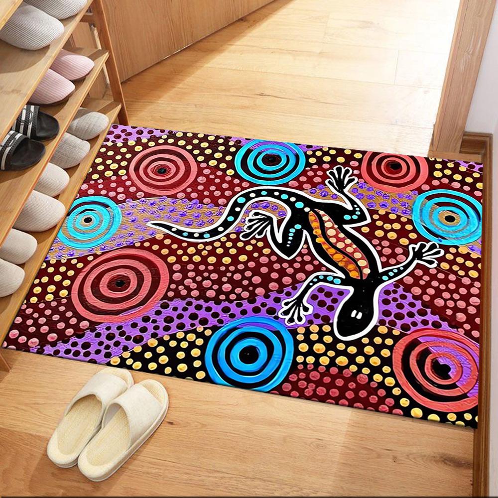 Aboriginal Art Gecko Floor Mats for Living Room, Bedroom and Room Decoration Are Suitable for Gifts.