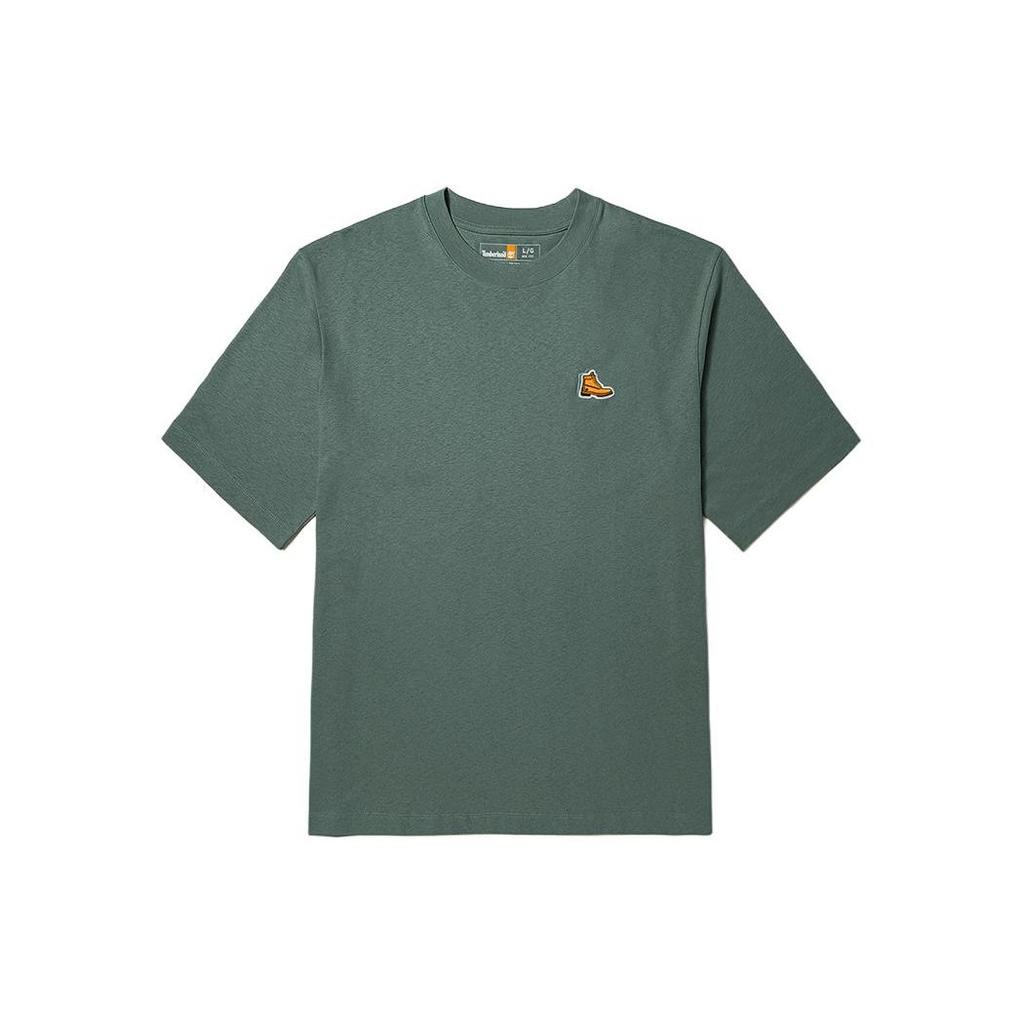 Timberland Solid Color Casual Loose Fit Crew Neck Short Sleeve T-Shirt Unisex Tops Balsam-Green A5Z5U-392
