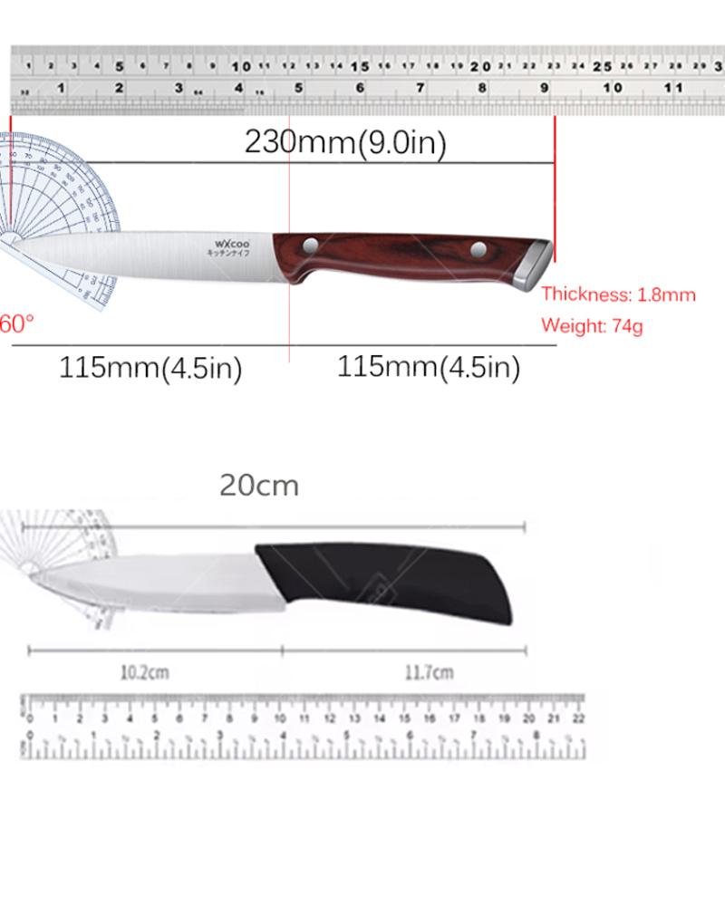 WXCOO Professional Kitchen Knife Fruit Peeling Chef's Knife Meat Cleaver Fruit Slicing Stainless Steel Fruit Knife Wooden Handle
