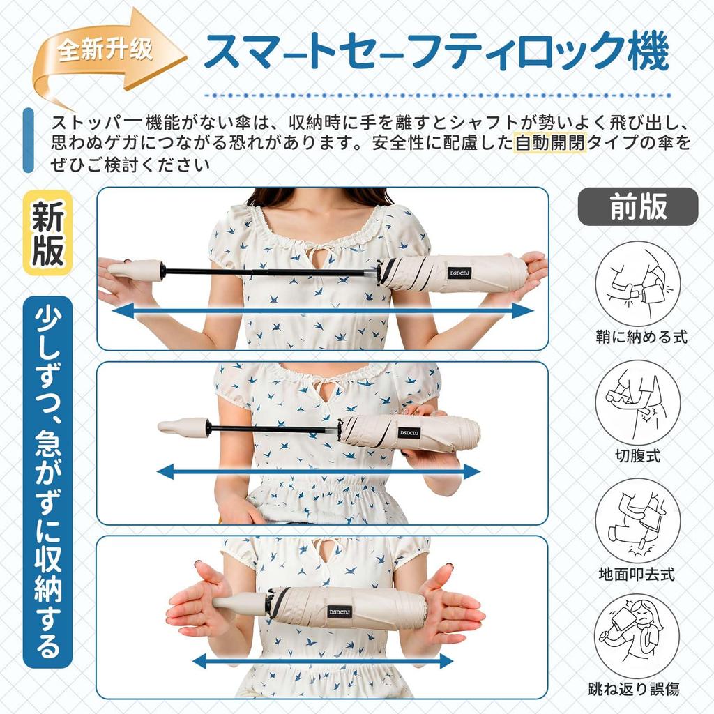 DSDCDJ Folds in 3 Sun UV Cut Light Complete Sun Heat Automatic Opening and 6 Folding UV Heatstroke Sunburn Water Suitable for Sunny and Rainy Comes