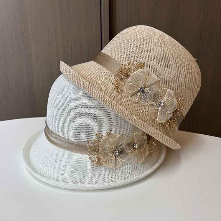 Versatile small edge crimped basin hat, spring and summer sun hat, new fashionable flower top hat, women's sun protection sun hat
