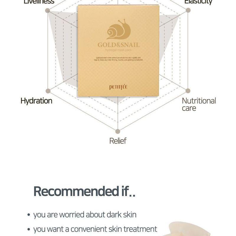 PETITFEE - Gold & Snail Hydrogel Mask Pack 5pcs
