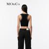 MO&Co. U-Neck Contrast Trim Knit Cropped Racerback Tank Top