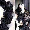 1 Yard Black White Beige Double Ruffle Pleated Chiffon Trim Lace Dress Decoration Fabric Applique Soft Trimming Craft Sewing Decoration