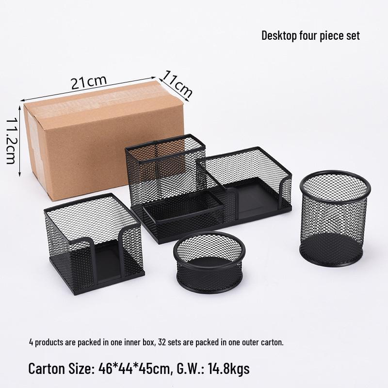 Iron Mesh Multifunctional Pen Holder - Creative Desktop Stationery Organizer for Office & Student Use