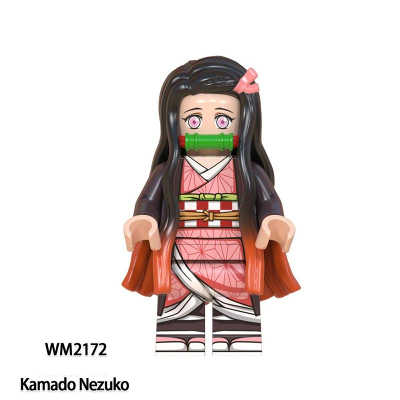 Demon Slayer Series Tanjiro Nezuko Inosuke Doll Building Blocks Plastic Children's Assembled Toy