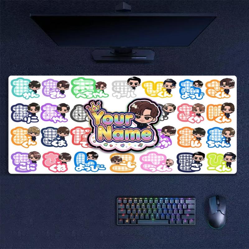 Cute Character Name Stickers Custom Name Large Size Mouse Pad Gaming Table Cushion Nonslip Laptop Tablet Big XXL Mat Mini PC Playmat With Lock edge