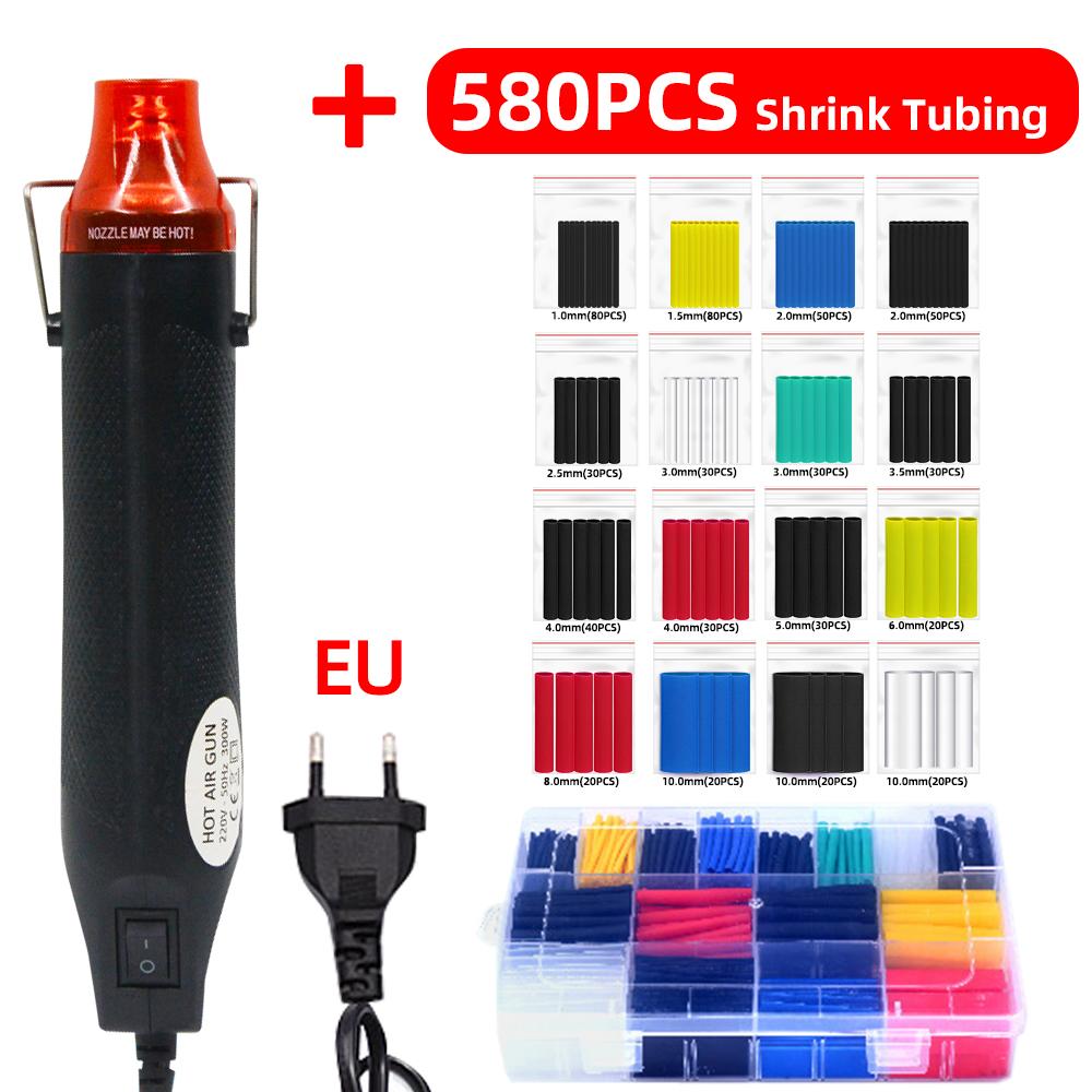 580Pc Hot Air Gun 220V Soldering Temperature Blower Gun DIY Crafts Electric Power Hot Dryer Mini Heat Gun Shrink Tubing Car Wrap