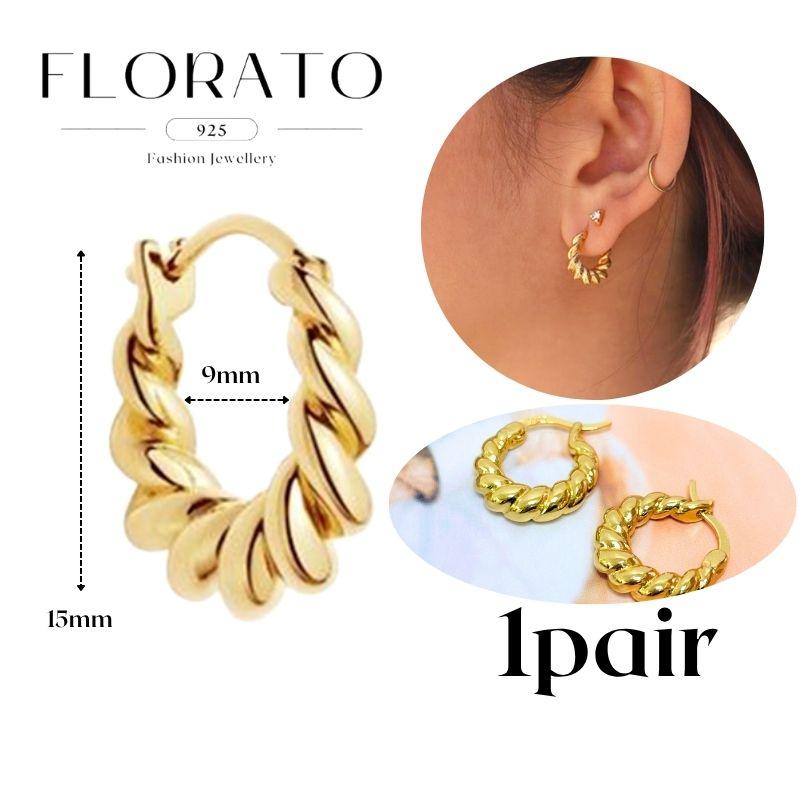 Perforation 925 Silver Ear Needle Minimalist Hoop Earrings Metallic Gold Earrings For Women CZ Fashion Jewelry