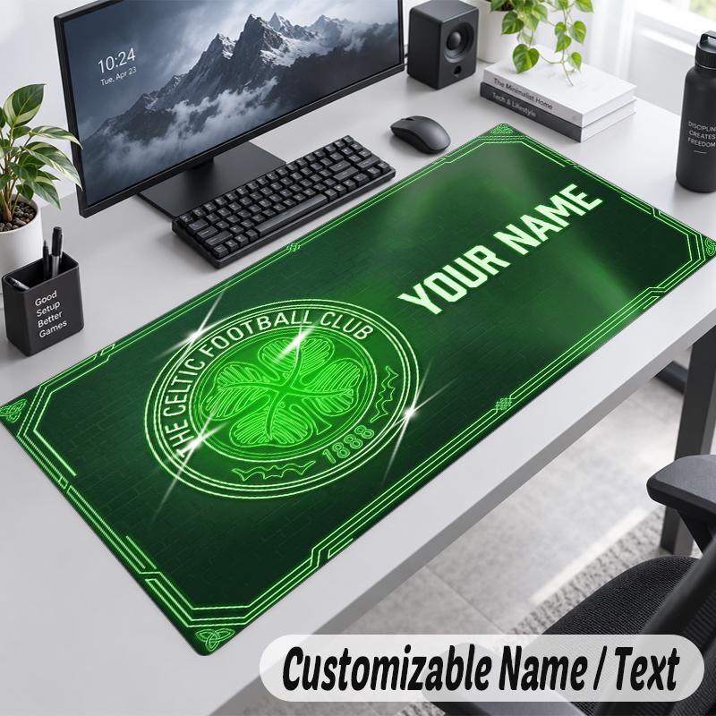 Custom Name Text Mouse Pad Celtic FC Personalized Desk Pad For Work And Gaming