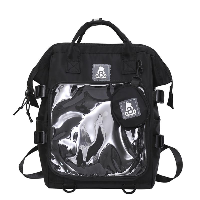 

Original explosion Daily versatile transparent pain bag Casual backpack Portable campus large class school bag Mommy backpack чёрный