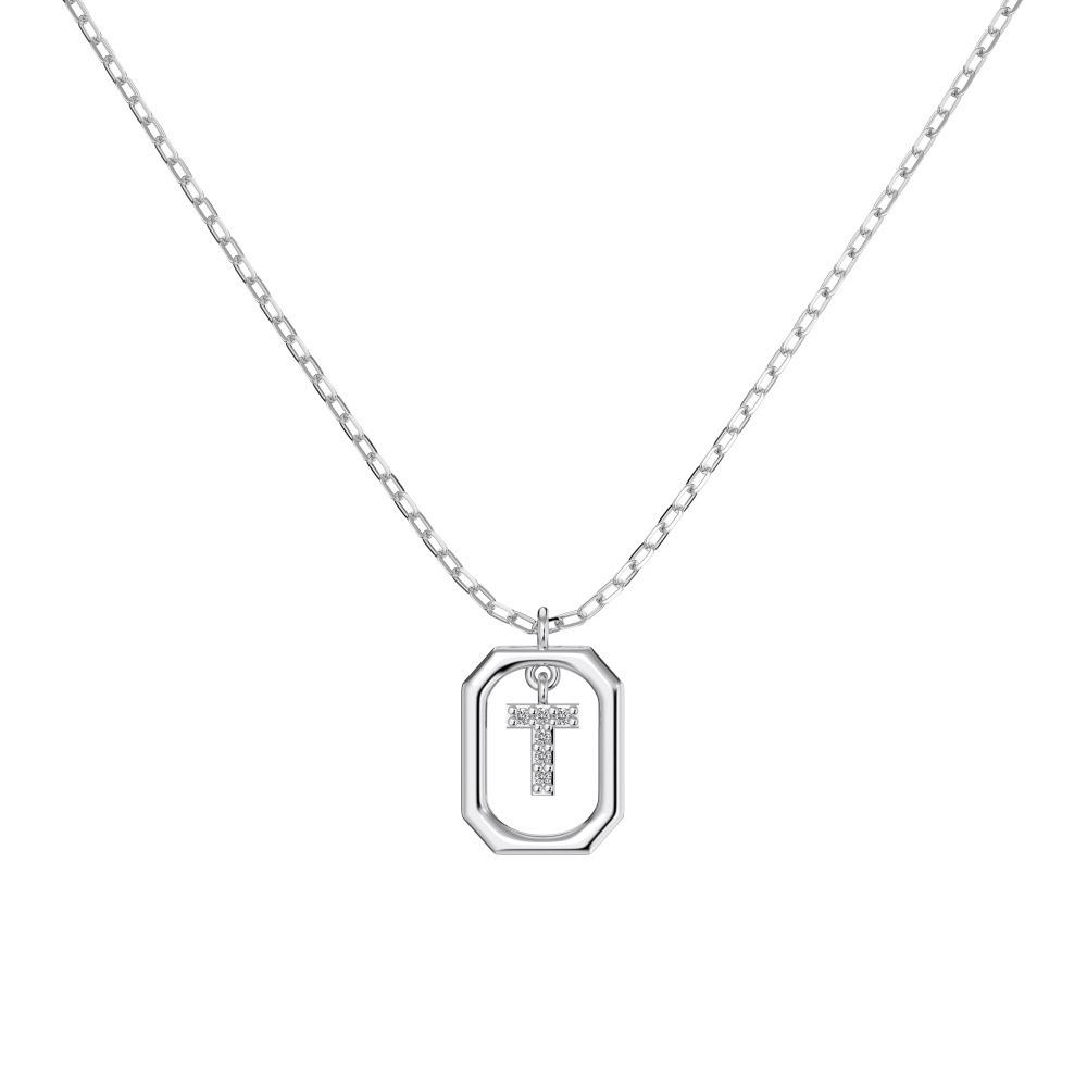 925 Silver Alphabet Pendant Necklace with Zircon Detailing - Women's Elegant & Unique Design
