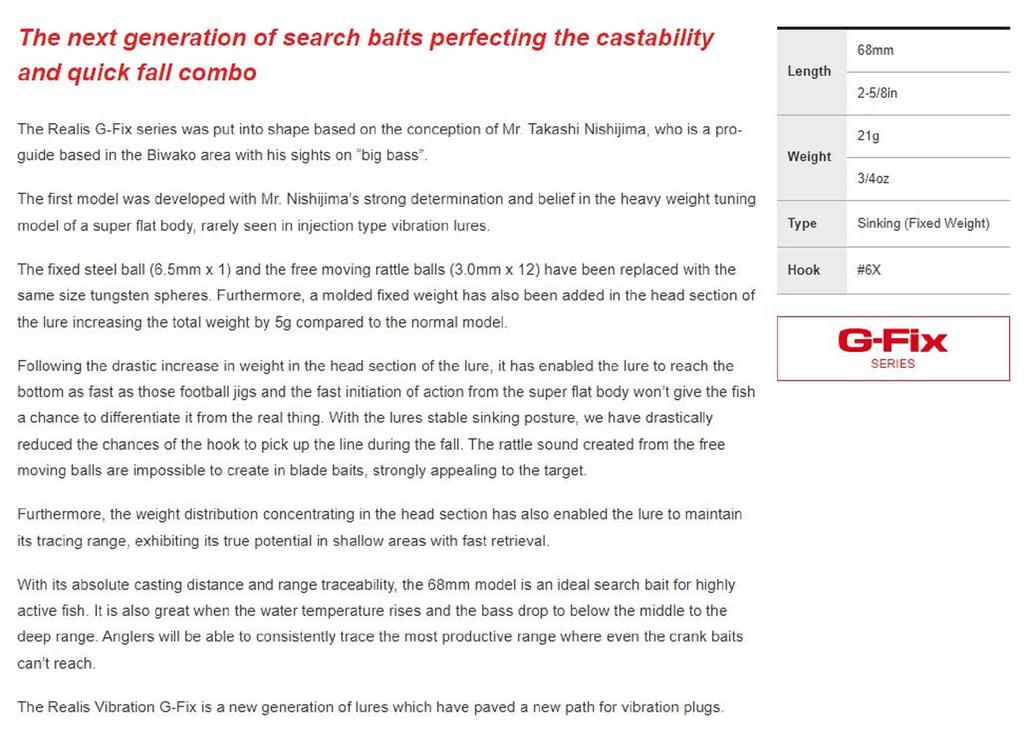 Duo Realis Vibration 68 G Fix Sinking Lure CCC3069 (8210)