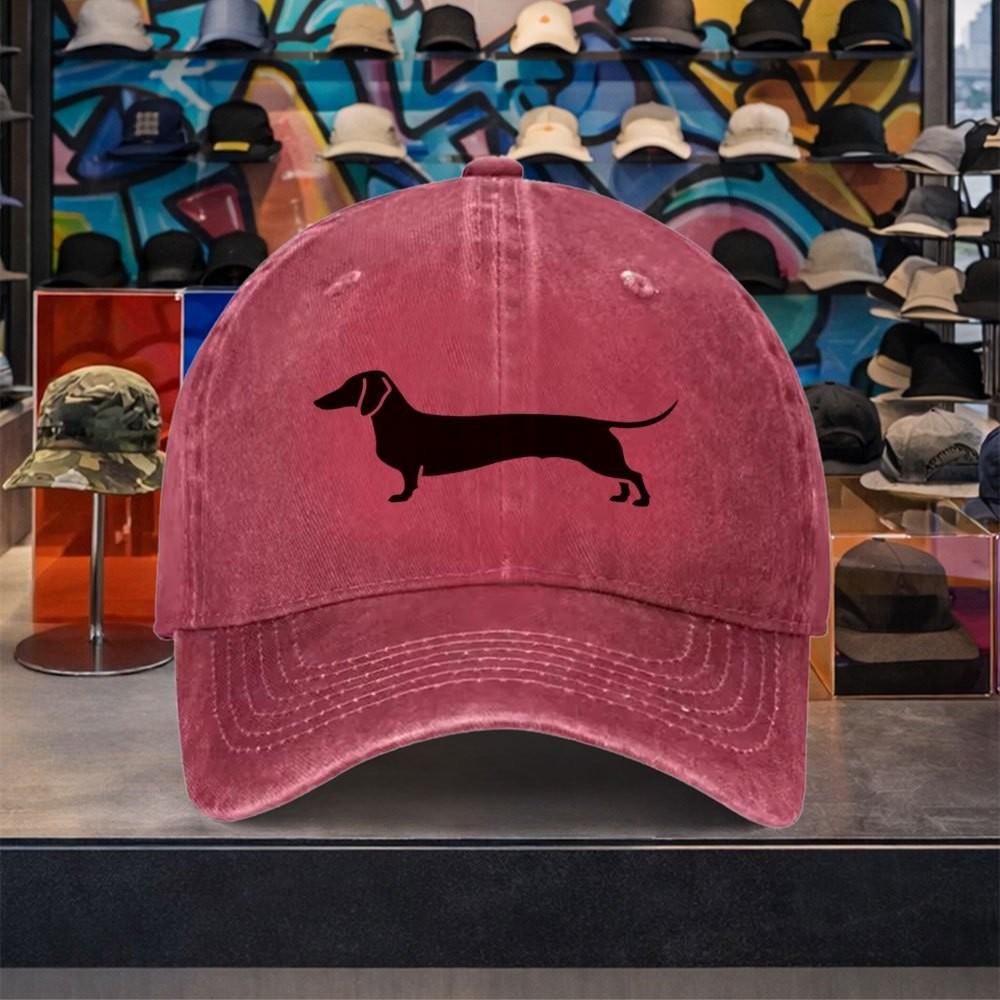 Dachshund Silhouette Baseball Cap Washed Cotton Adjustable Casual Curved Brim Hat for Unisex