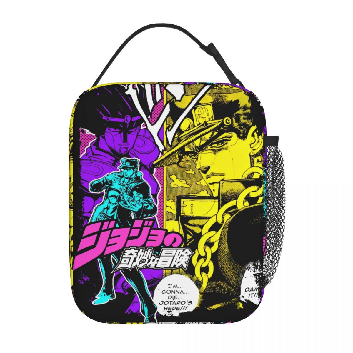 Sac à lunch Anime Jojo's Bizarre Adventure Boîte à lunch scolaire pour enfant Design graphique amusant Sacs à lunch thermiques Sac isotherme imperméable One Size