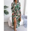 Women's Long Dress Summer Long Sleeve Vintage Floral Lapel Tied Shirt Dress Women Fashion Single Breasted Loose Casual Office Ladies Dresses