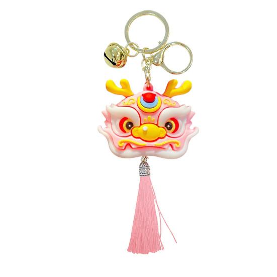 Keychain Dragon Head Bell Tassel Decor Barevné nerezové Nádherná jarní taška s přívěskem Držák na klíče Organizér na klíče