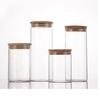 80mm High Borosilicate Glass Storage Jar with Wood Stopper & Bamboo Lid - Straight Neck, Multiple Sizes