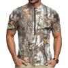 Men's Short Sleeve Cycling Jersey Breathable Quick Dry Fabric Front Zipper Round Neck Lightweight Design for Outdoor Sports
