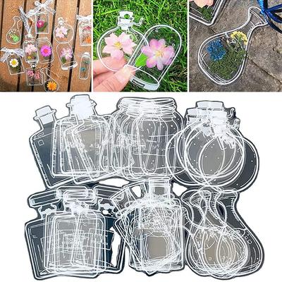 30 Stück DIY Transparente Trockenblumen Lesezeichen Herbarium Lesezeichen Blumen Seitenclips Lesezeichen Glaswaren Form Lesezeichen Aufkleber