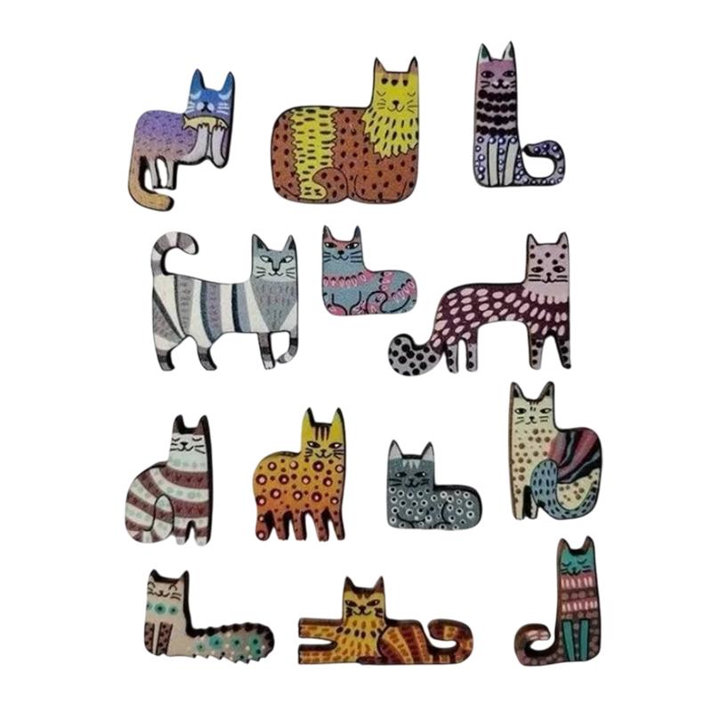 Irregular Cat Wooden Puzzle Expressive Puzzle Toys Unique Animal Shapes Relax Gift Decorative Art Piece Brain Teaser Game