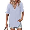 A New V-neck Short-sleeved Fleece Ball Loose and Flowing Top for Women's Summer