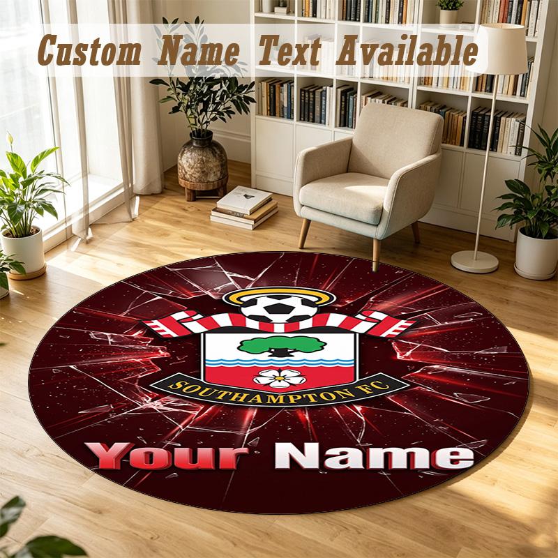 Round Rug Custom NameSouthampton FC Pattern Non Slip Carpet Home Floor Decor