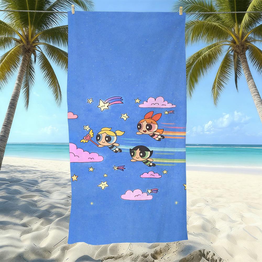Cartoon Flying Little Policewoman Microfiber Beach Towel Quick-Drying Water-Absorbing Children'S Swimming Bath Towel Travel Portable Large Ruler