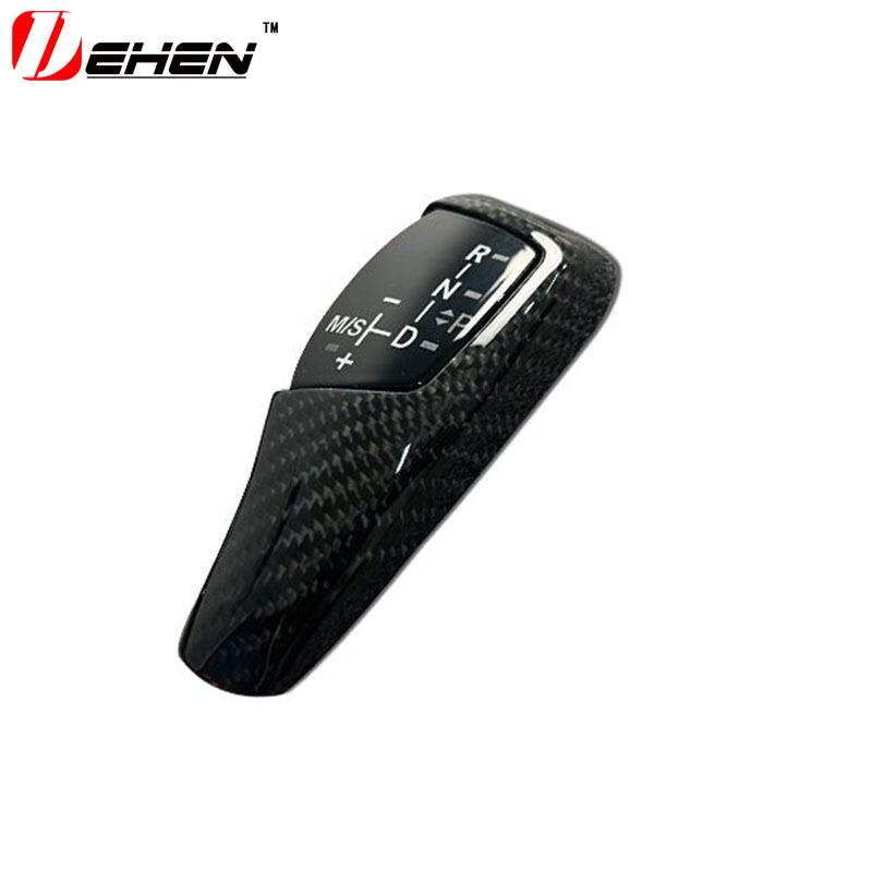 Fit For BMW 1 2 3 Series F20 F21 F22 F23 F30 F31 F06 F12 F13 Front Gear Shift Knob Lever Cover Glossy Black Carbon Fiber Style