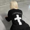 European and American Y2K Street Harajuku Gothic Design Cross Patch Long Sleeve T-shirt