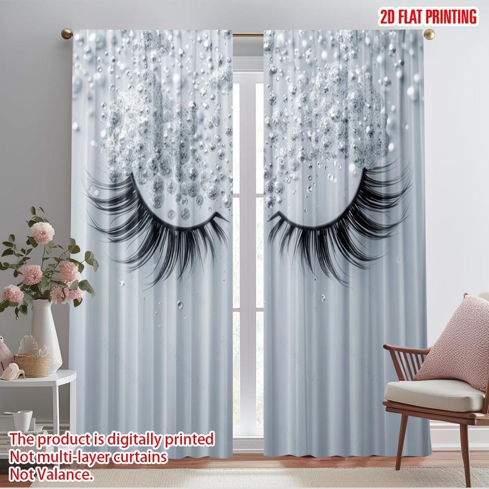 

2pcs,2D plane printing Curtain Popular Bubble Lashes Versatile Durable Polyester (without rod) Decorations Outdoor Perfect for 52.50×116.00 CM 2pcs