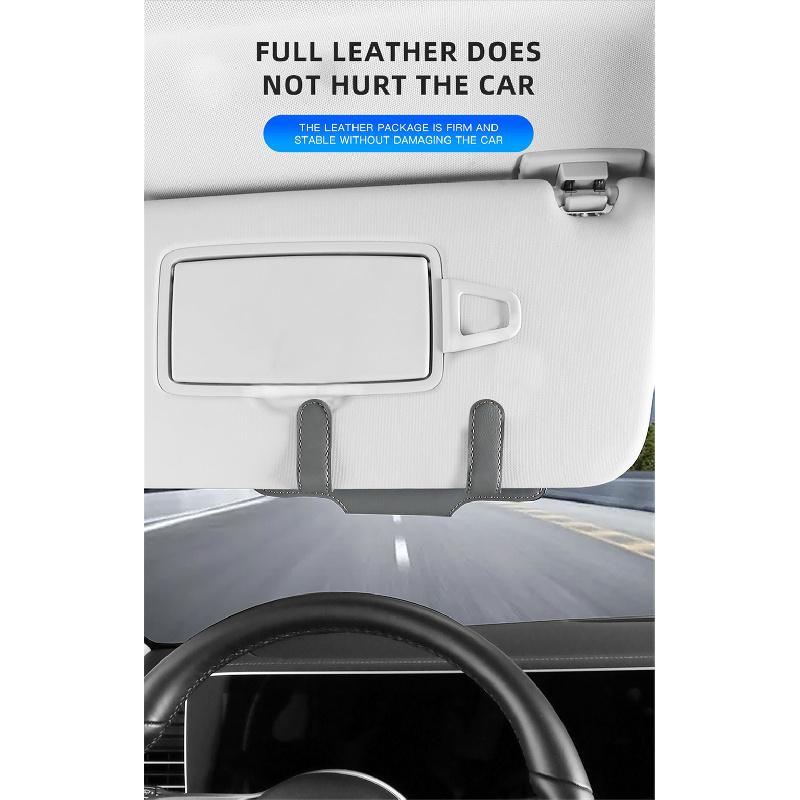 New Sun Visor Glasses Holder Textured Nappa Leather Glasses Case Sunglasses Storage