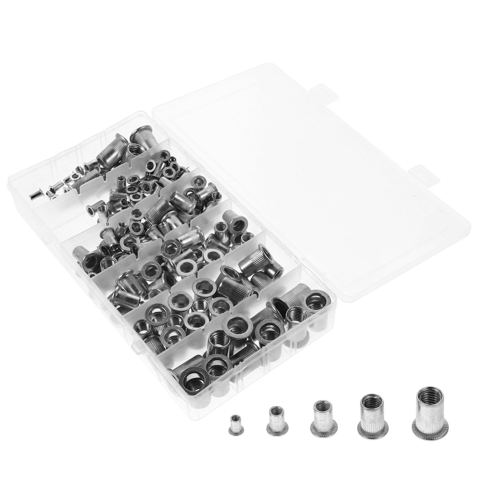 

190 Pcs Rivet Nut Pull Cap Insert Flat Head Furniture Riveted Assortment Zinc Silver 2.6x1.6x1cm срібний