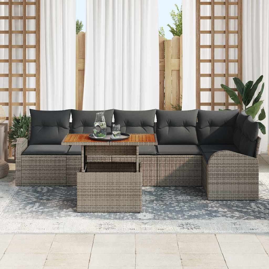 Garden Sofa Set with Cushions 7 Pcs Grey